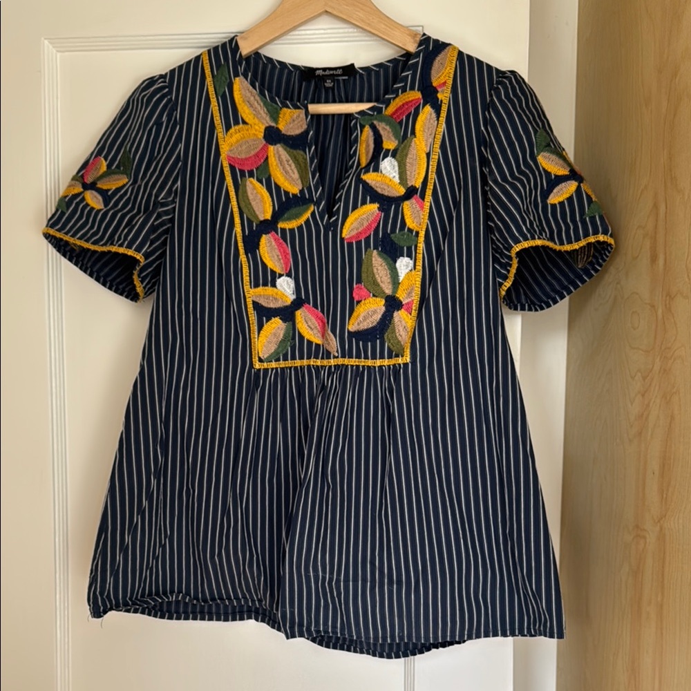 Striped Embroidered Blouse